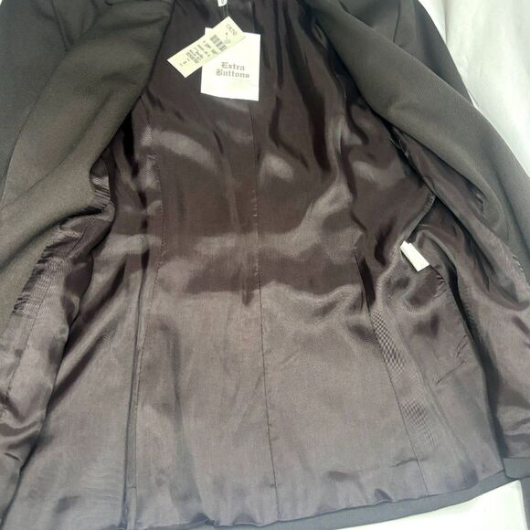 Cache Lux Brown One Button Blazer Suit Jacket Fitted Work Womens NWT - Picture 7 of 10